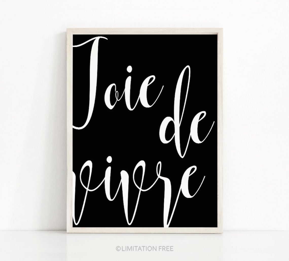 Joie De Vivre French Quote Typography Art Print