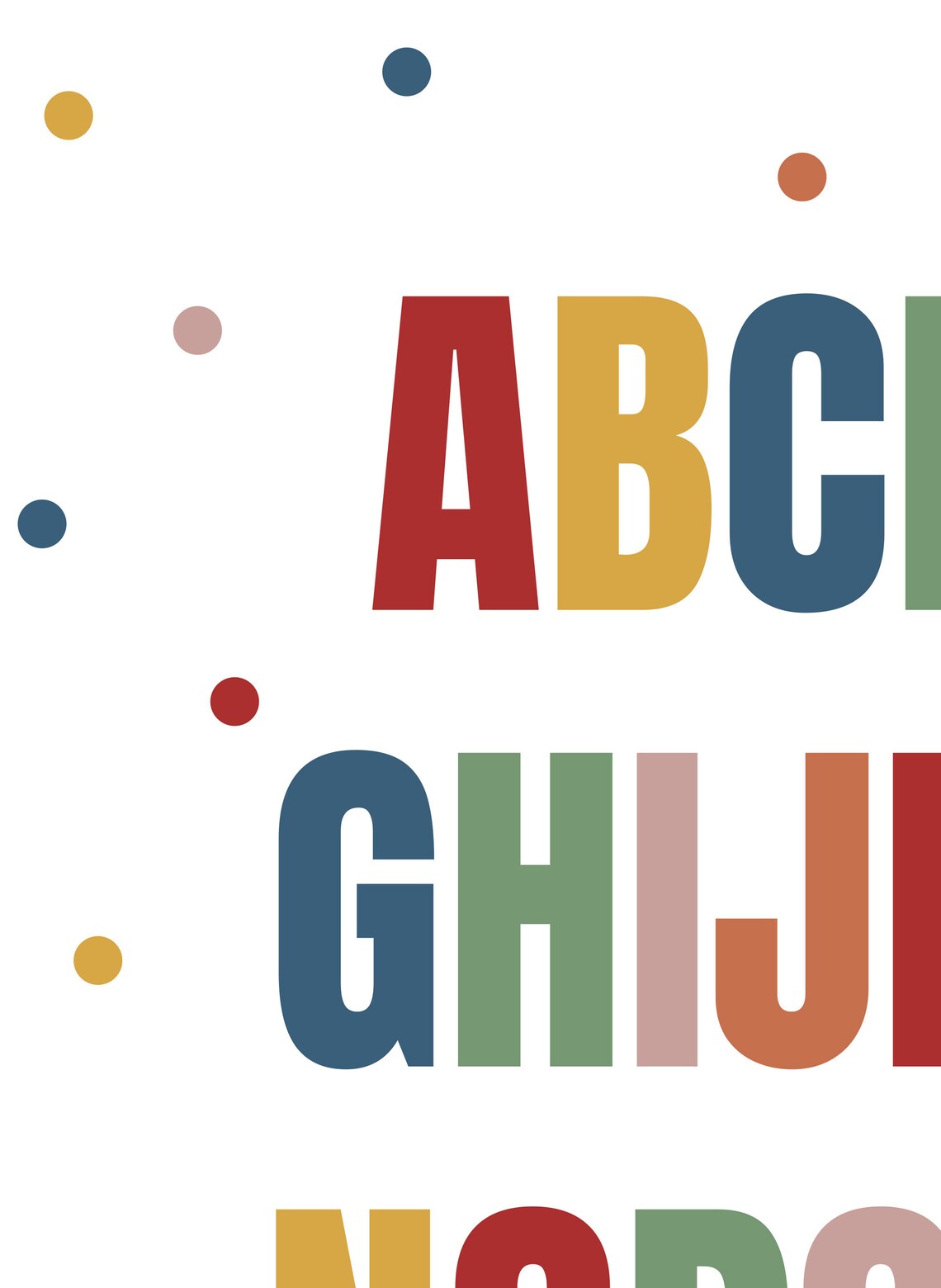 Alphabet ABC Print Colorful Kids Nursery Playroom Wall Art Poster - Image 2