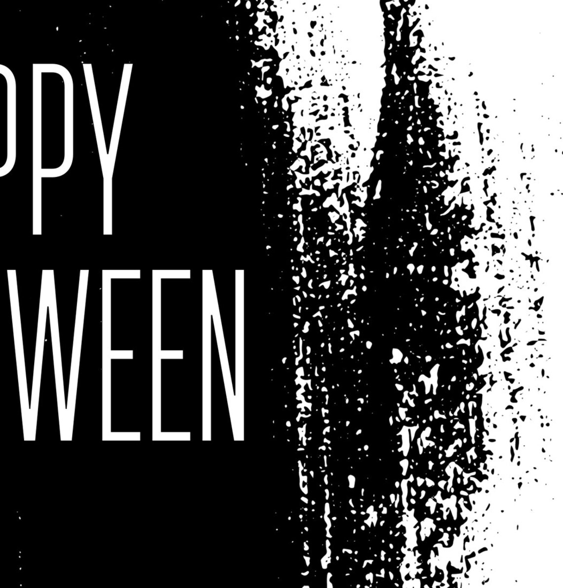 Happy Halloween Wall Art Print, Black and White - Image 3