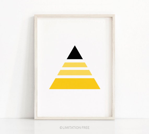 Geometric Print Abstract Art Modern Art Print Yellow Wall Art Print Art Black Yellow Decor Triangle Print Wall Print
