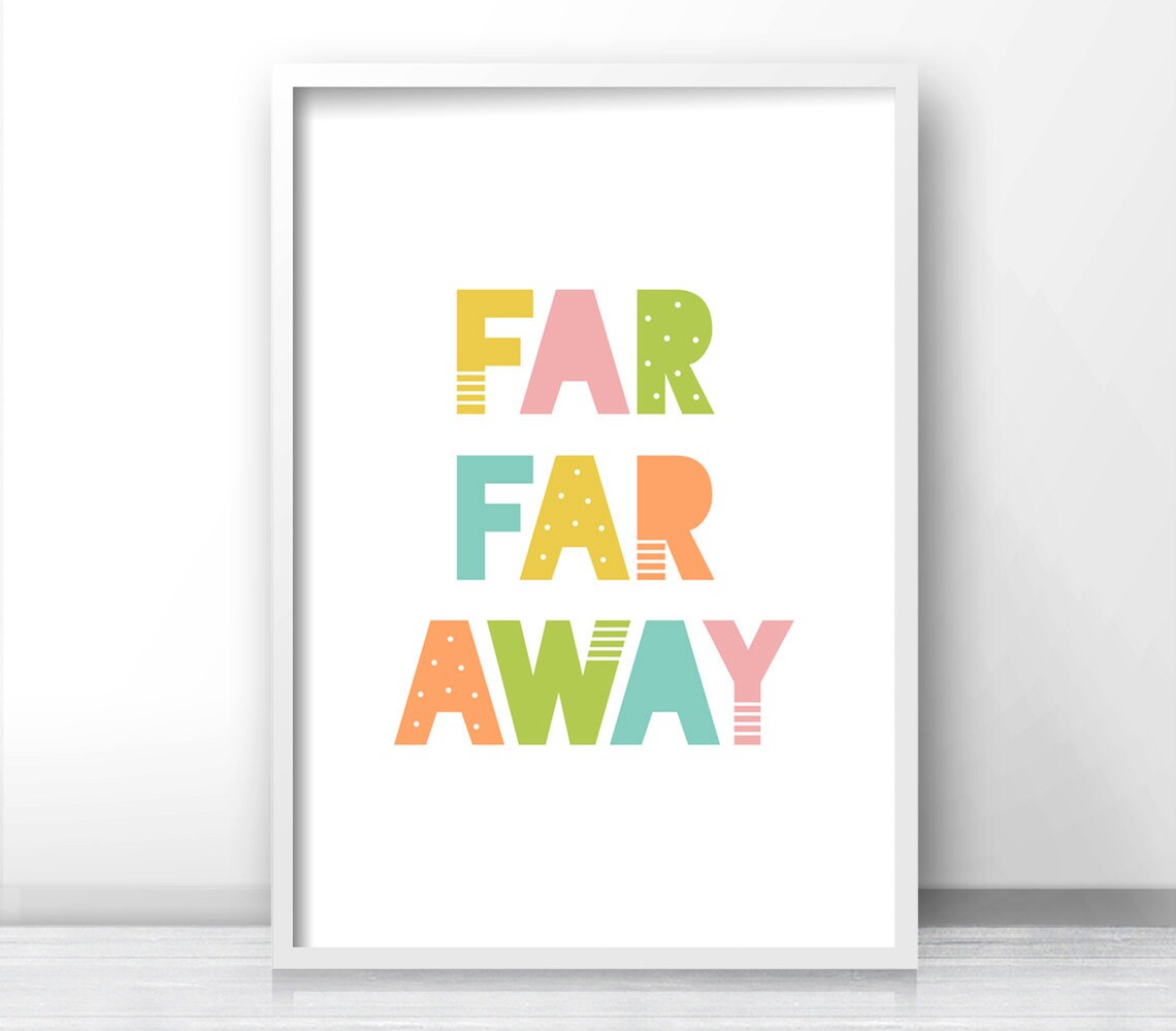 Once Upon A Time Far Far Away Quote Nursery Wall Poster Set Playroom Decor - Image 3