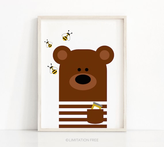 Bear Nursery Art Print, Kids Room Animal Decor