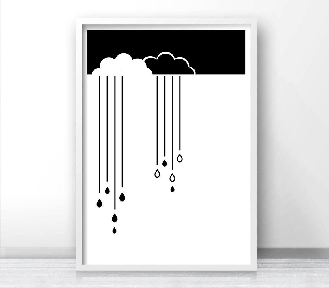Monochrome Cloud Nursery Art Print, Modern Decor - Image 2
