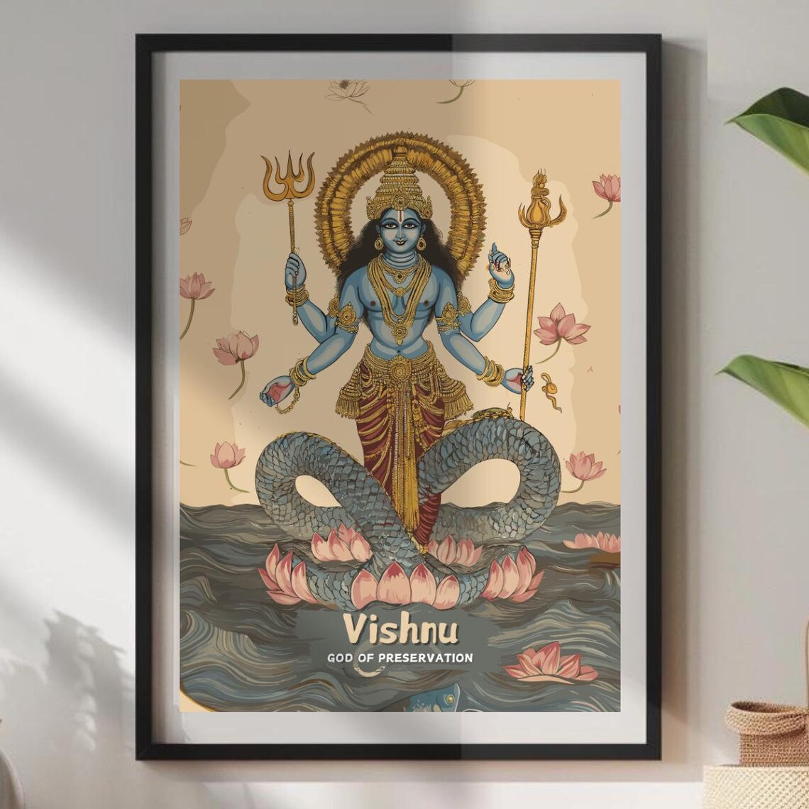 Vishnu Ancient Artwork Hindu God Poster