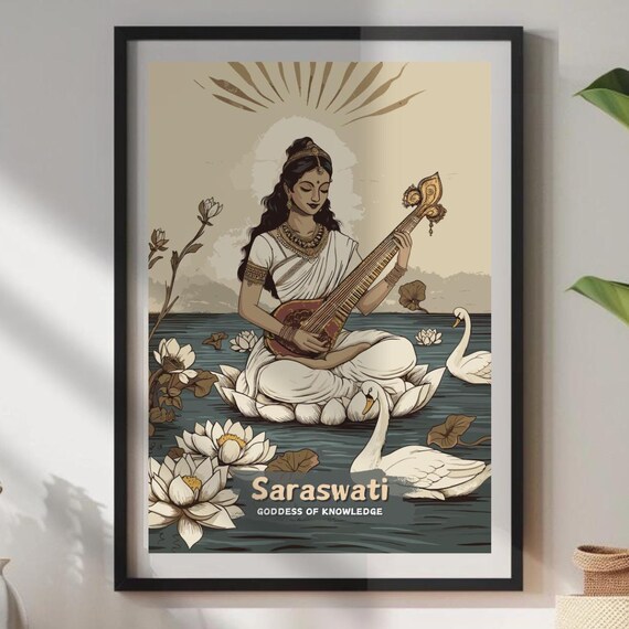 Saraswati Hindu Goddess of Knowledge Art Print
