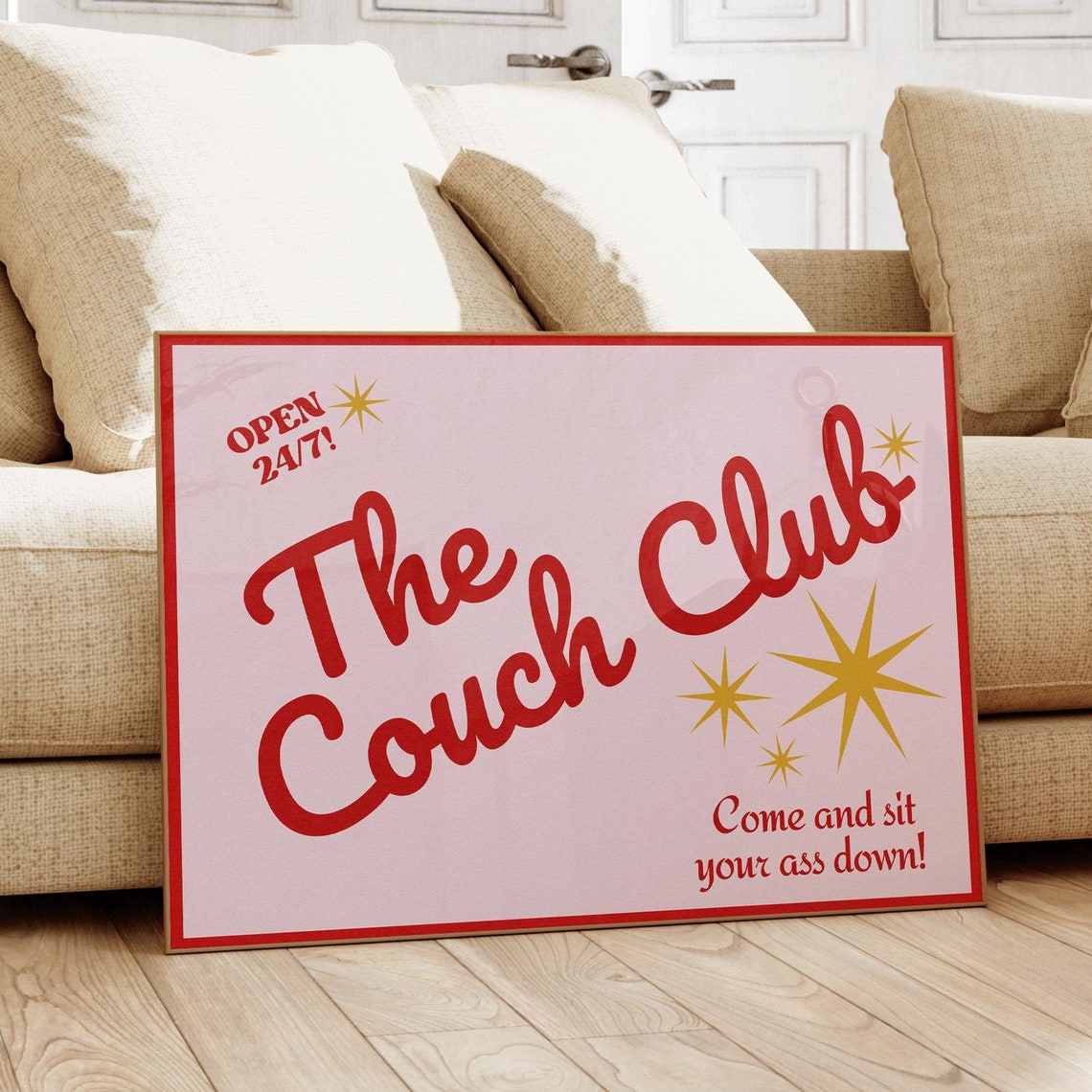 Couch Club Retro Bedroom Art Print