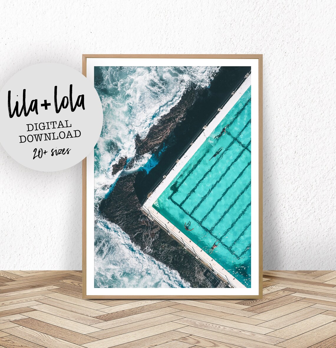 Bondi Beach Travel Poster, Aerial Ocean Pool