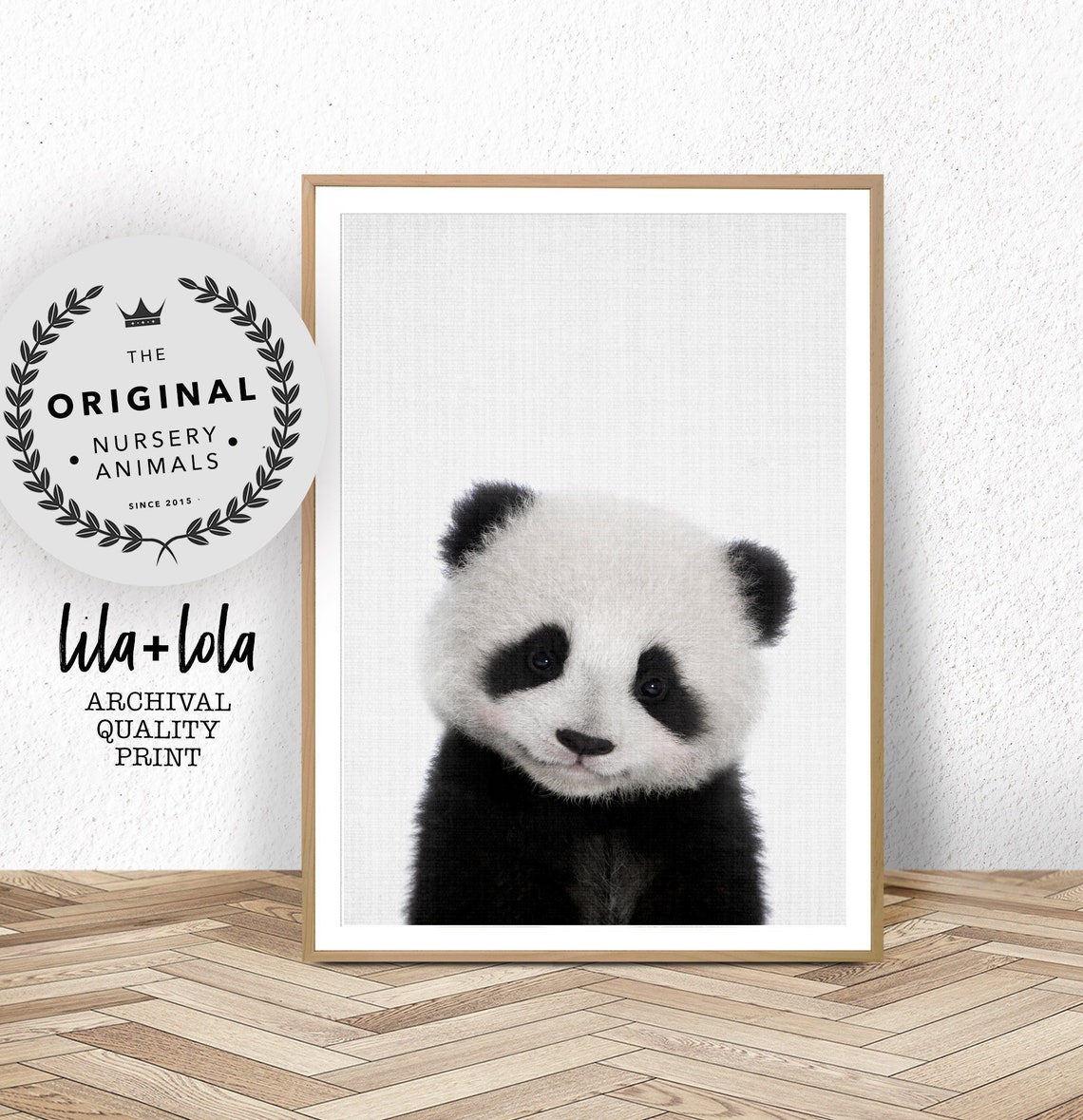 Baby Panda Cub Portrait Minimalist Nursery White Background Print