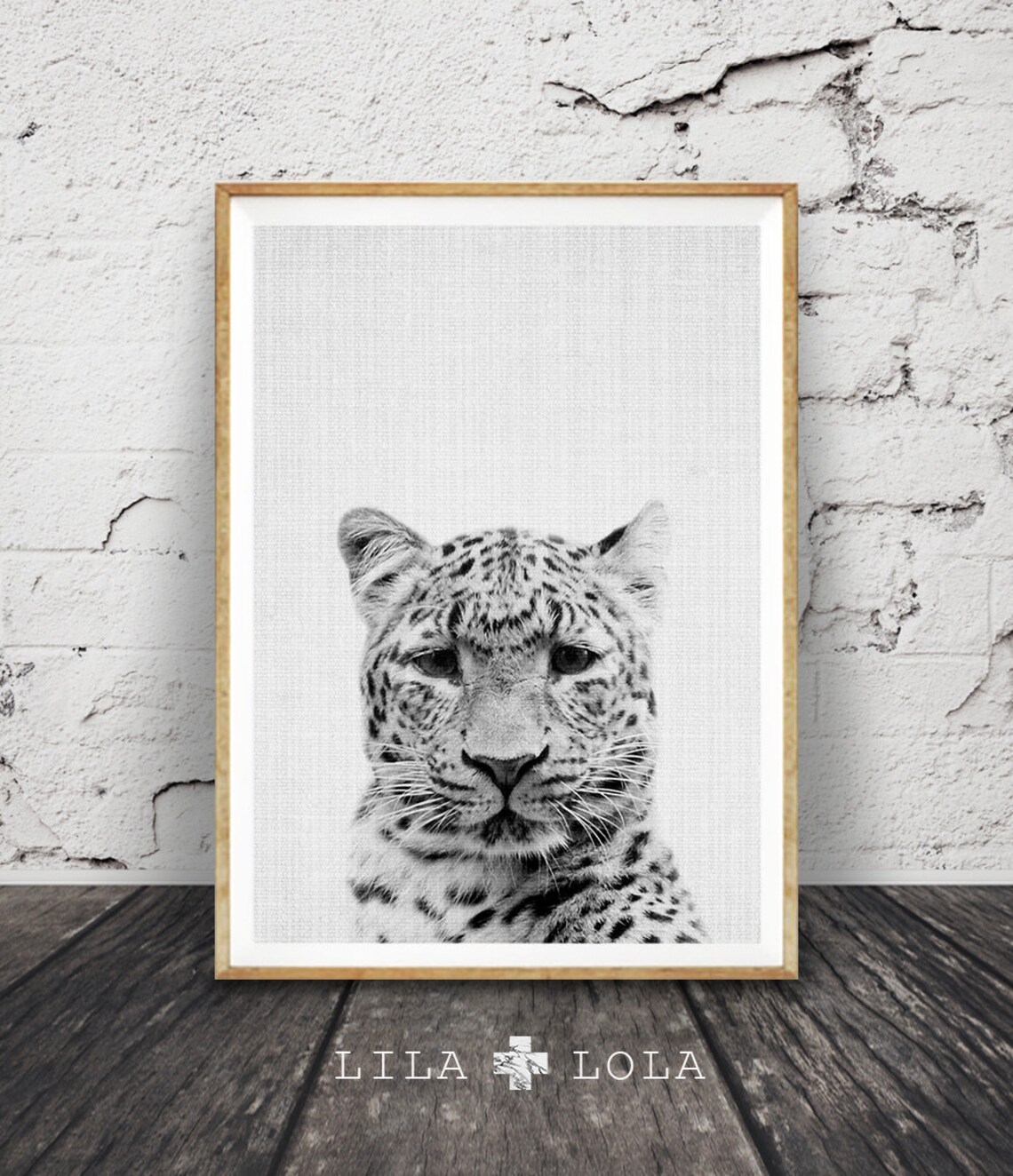 Cheetah Portrait Black And White Safari Animal Art Print