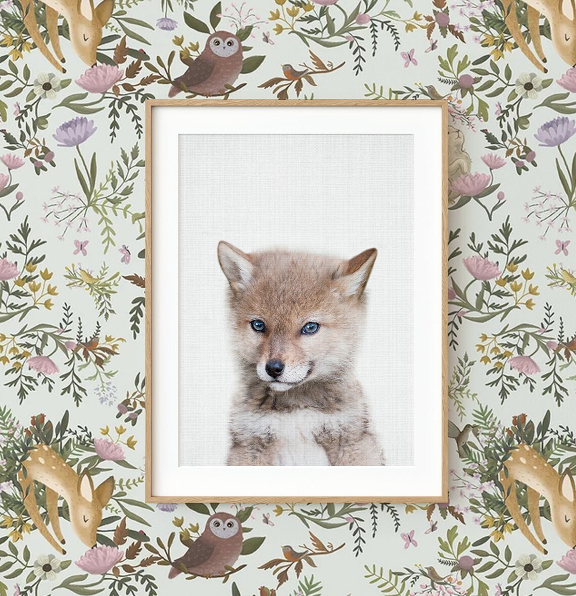 Baby Coyote Pup Art Print, Nursery Animal Decor