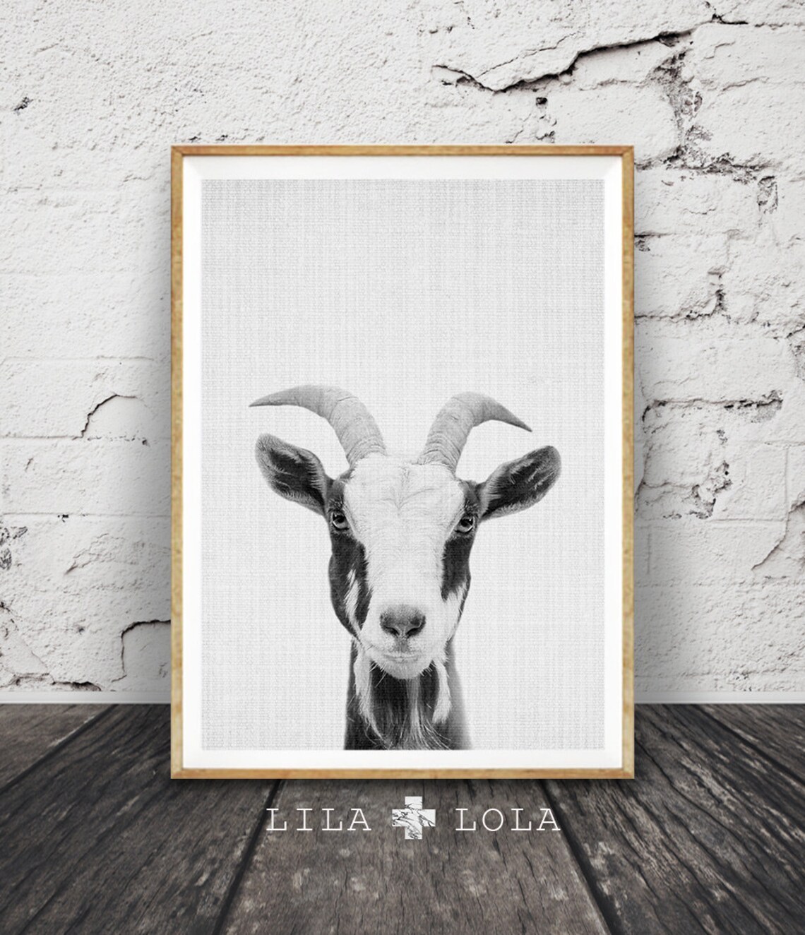 Goat Portrait Art Print, Farm Animal Nursery