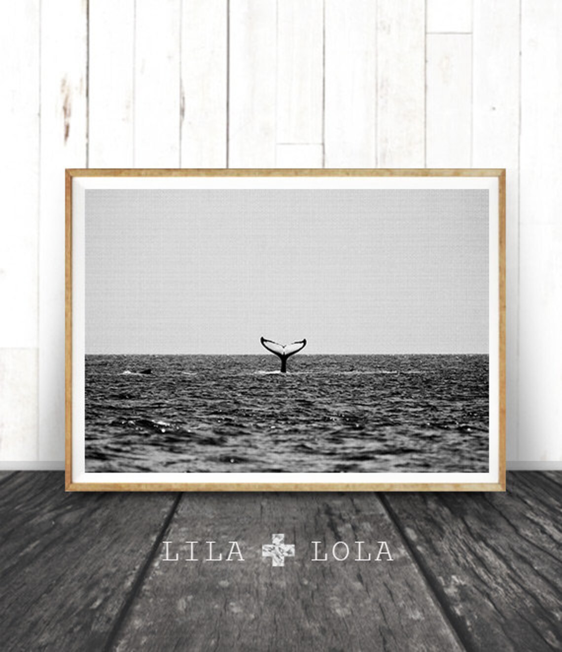 Whale Tail Black And White Ocean Photography Art Print