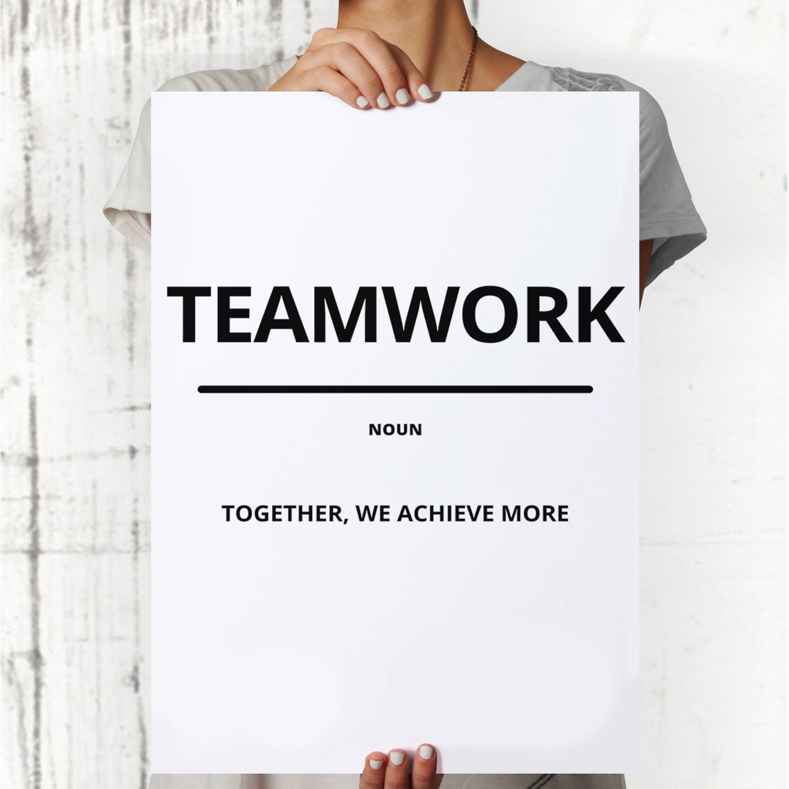 Teamwork Minimalist White Dictionary Definition Motivational Poster - Image 4