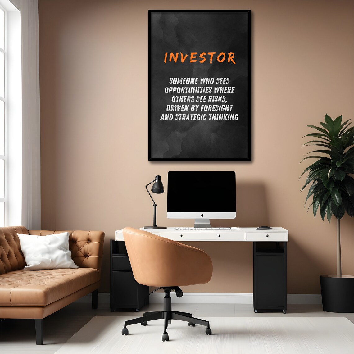 Investor Orange Brushstroke Dictionary Definition Motivational Poster - Image 3
