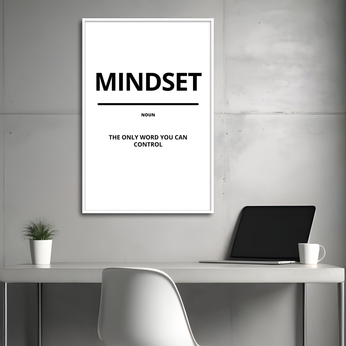Mindset Minimalist White Dictionary Definition Motivational Poster - Image 3