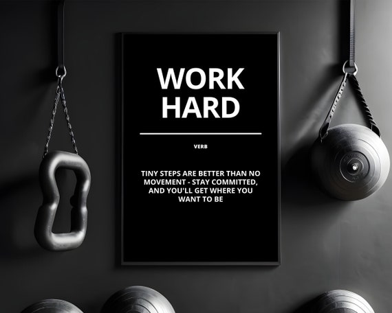 Work Hard Definition Motivational Framed Poster Inspirational Print Entrepreneur Gift Encouragement Wall Art Uplifting Poster