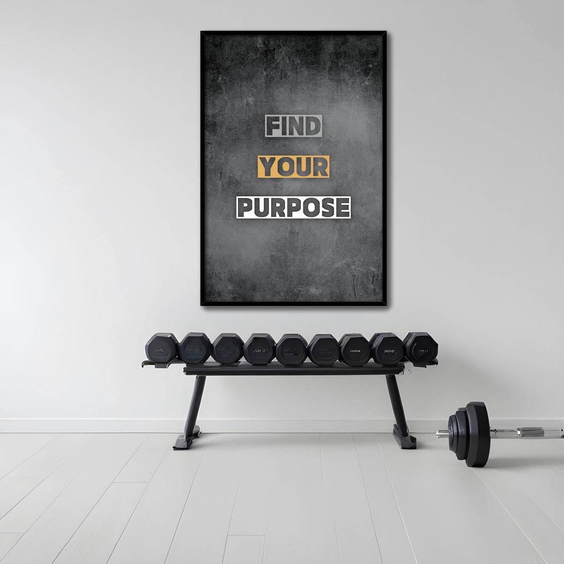 Find Your Purpose Bold Block Letters Gold Accent Grey Wall Art - Image 2
