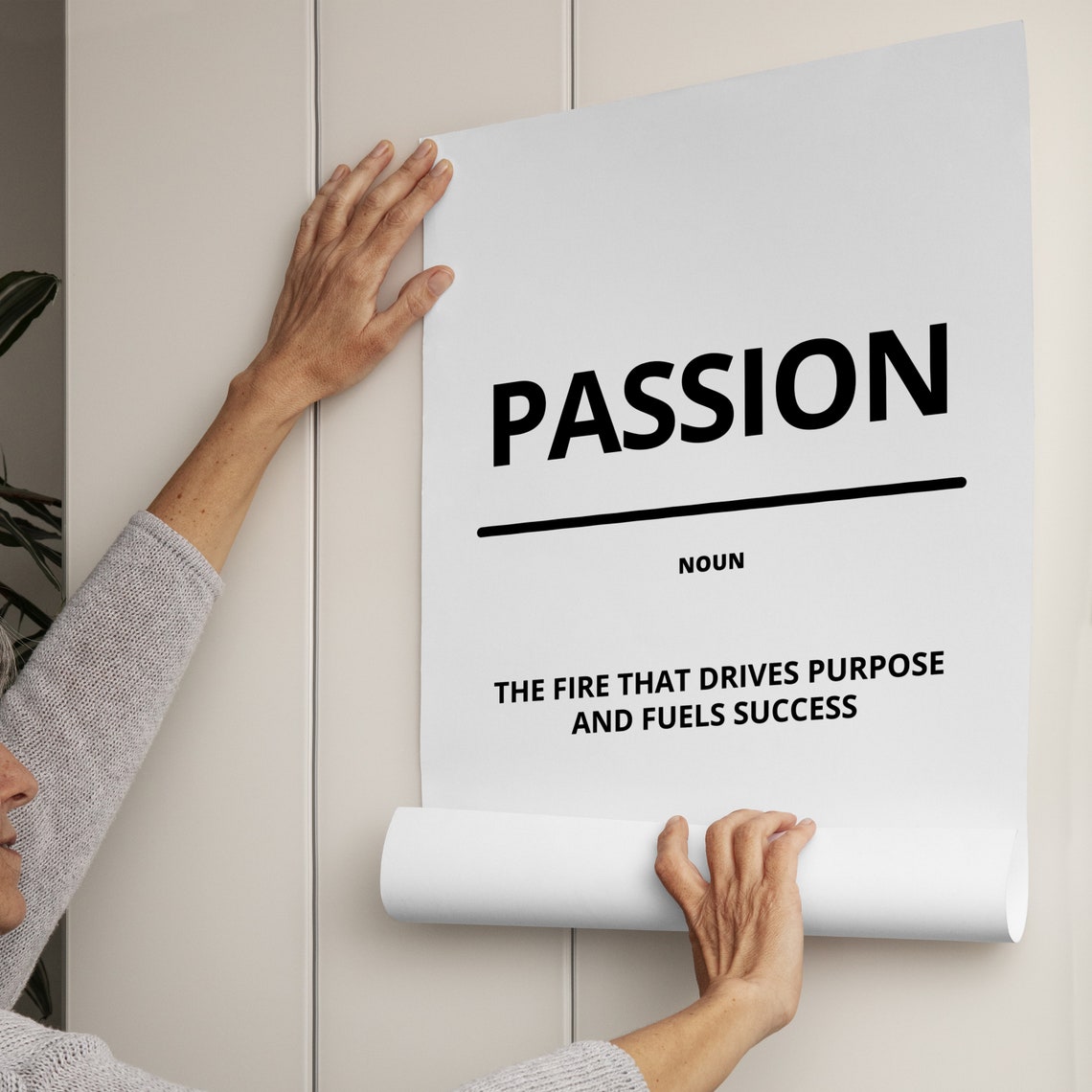 Passion Minimalist White Dictionary Definition Motivational Poster - Image 3