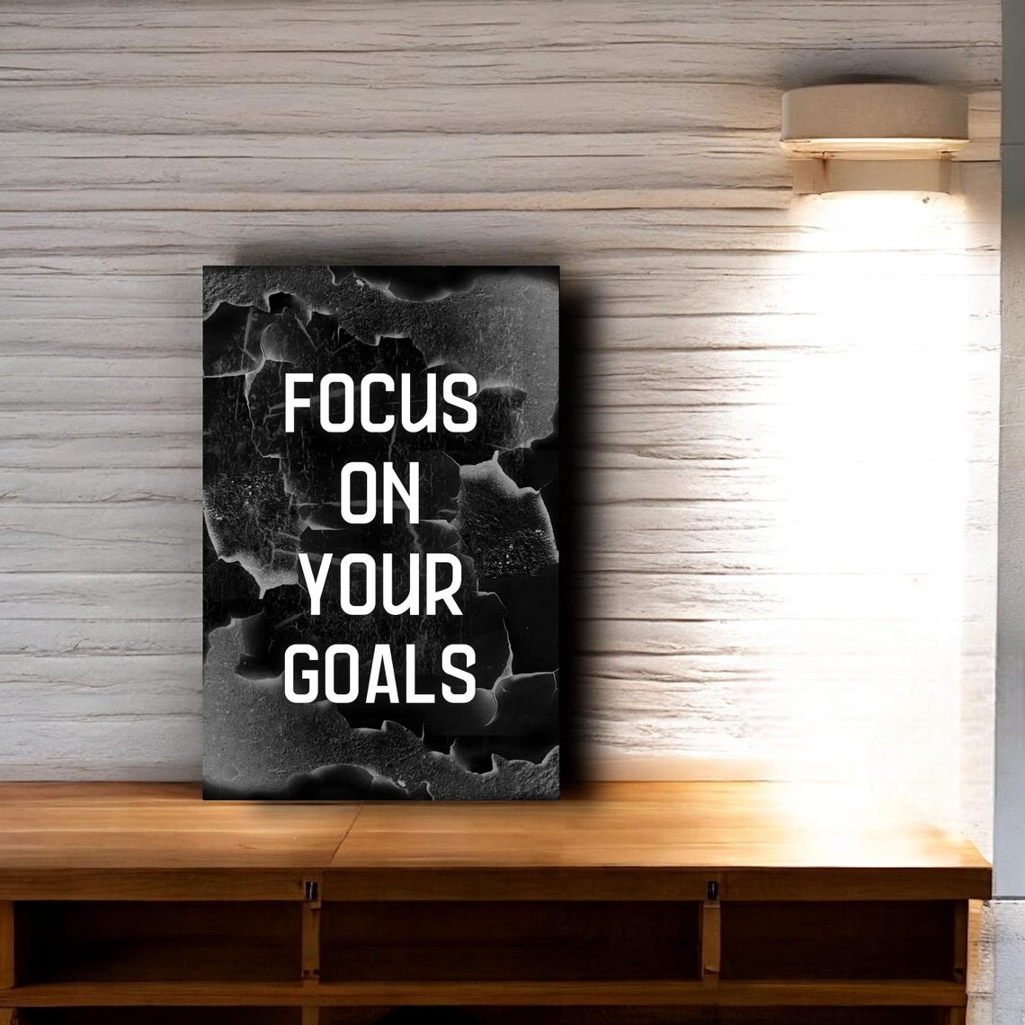 Focus On Your Goals White Text Marble Crack Black Gym Poster - Image 4