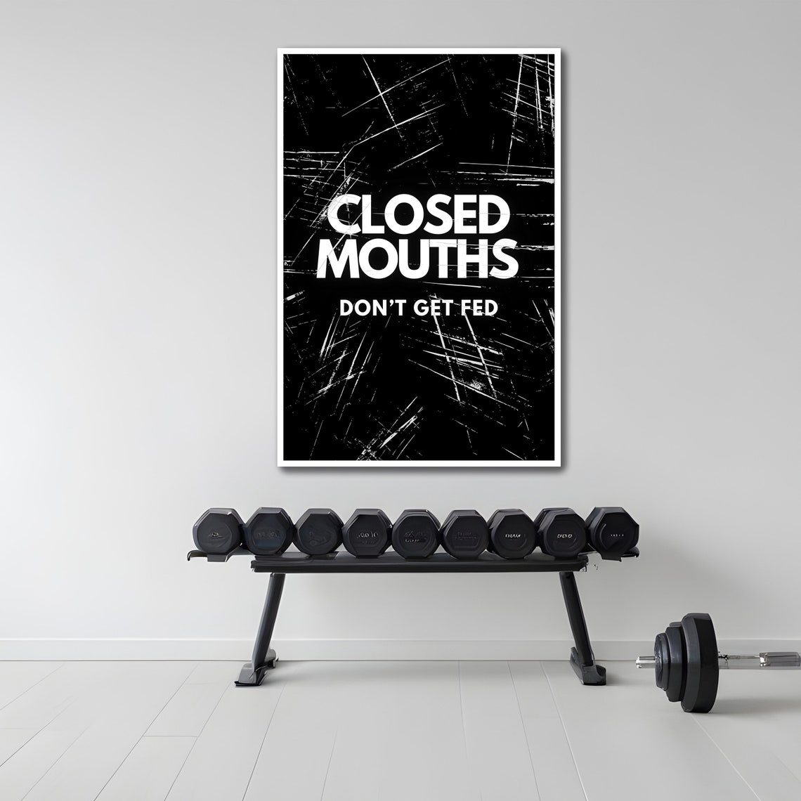Closed Mouths Don't Get Fed Scratched Black Entrepreneur Quote Poster - Image 2