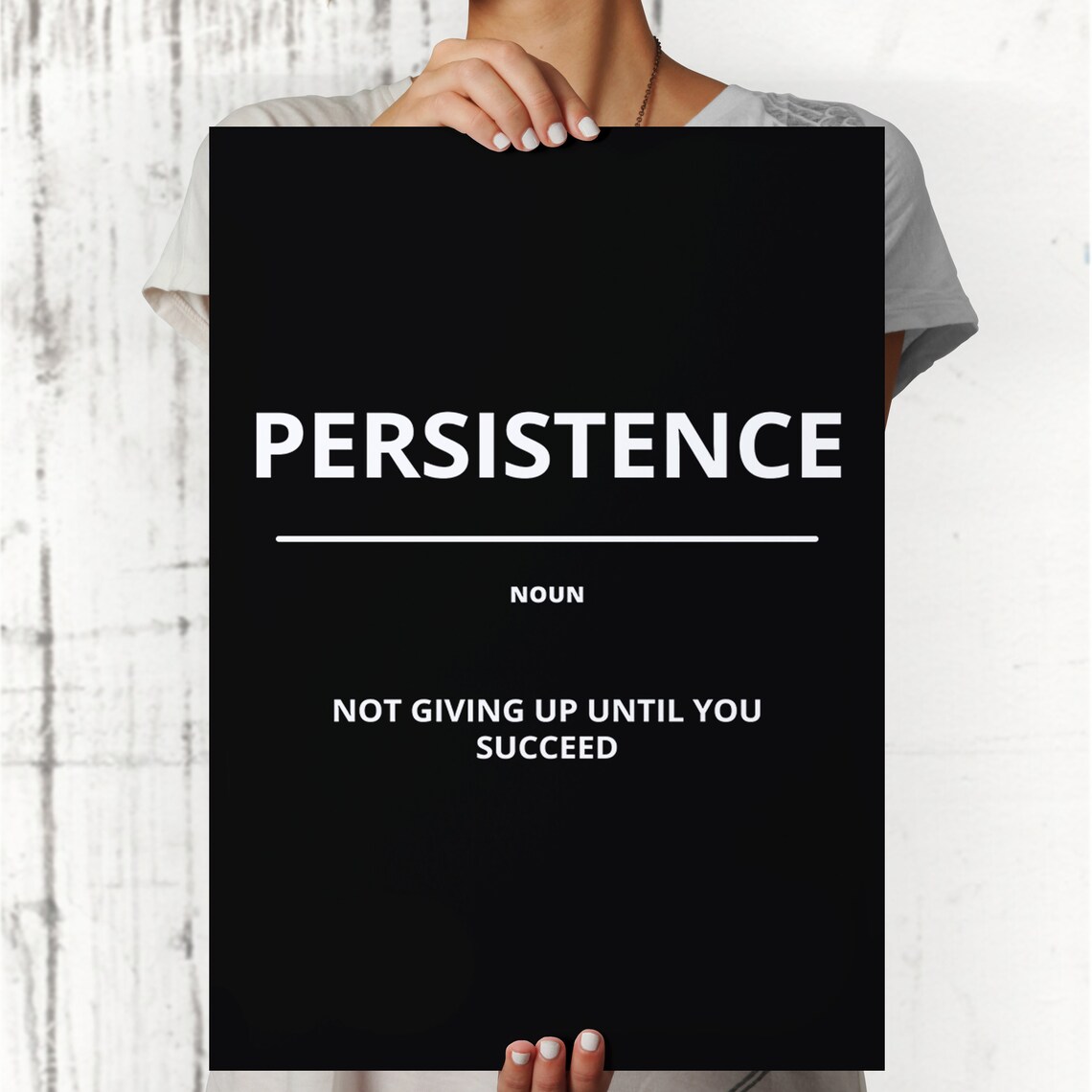 Persistence Noun Definition Minimalist Black Motivational Quote Poster - Image 4