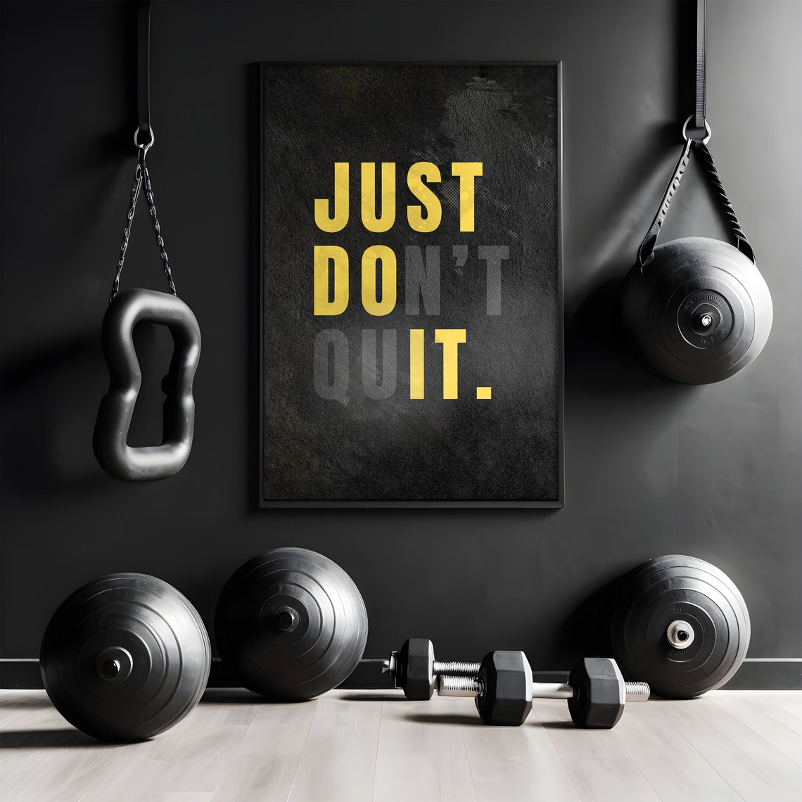 Just Don't Quit Gold Bold Letters Black Motivation Gym Quote Poster - Image 2