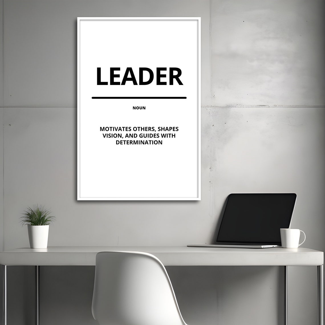 Leader Definition Bold Black White Motivational Office Poster - Image 4