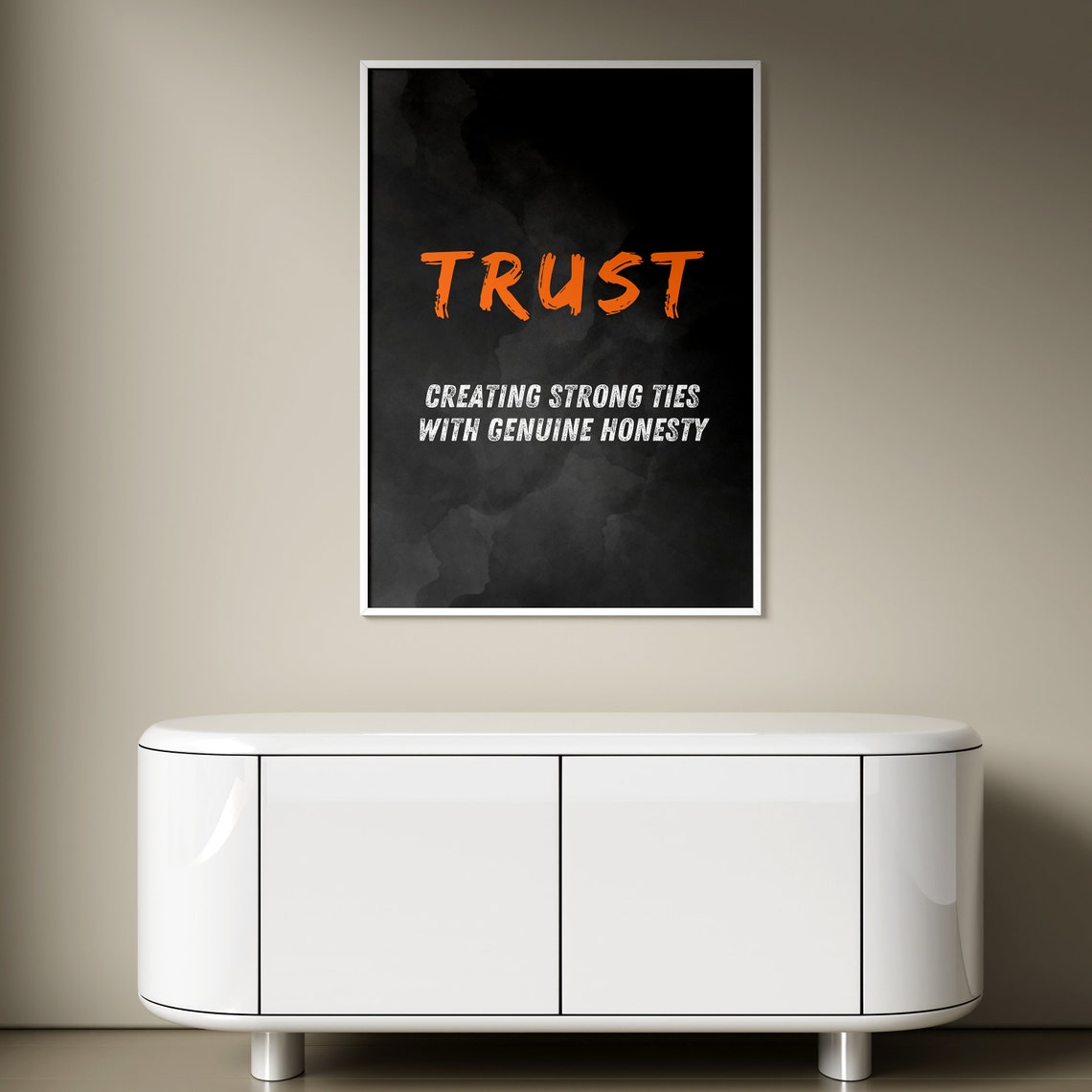 Trust Burnt Orange Brush Text Black Motivational Definition Wall Art - Image 2