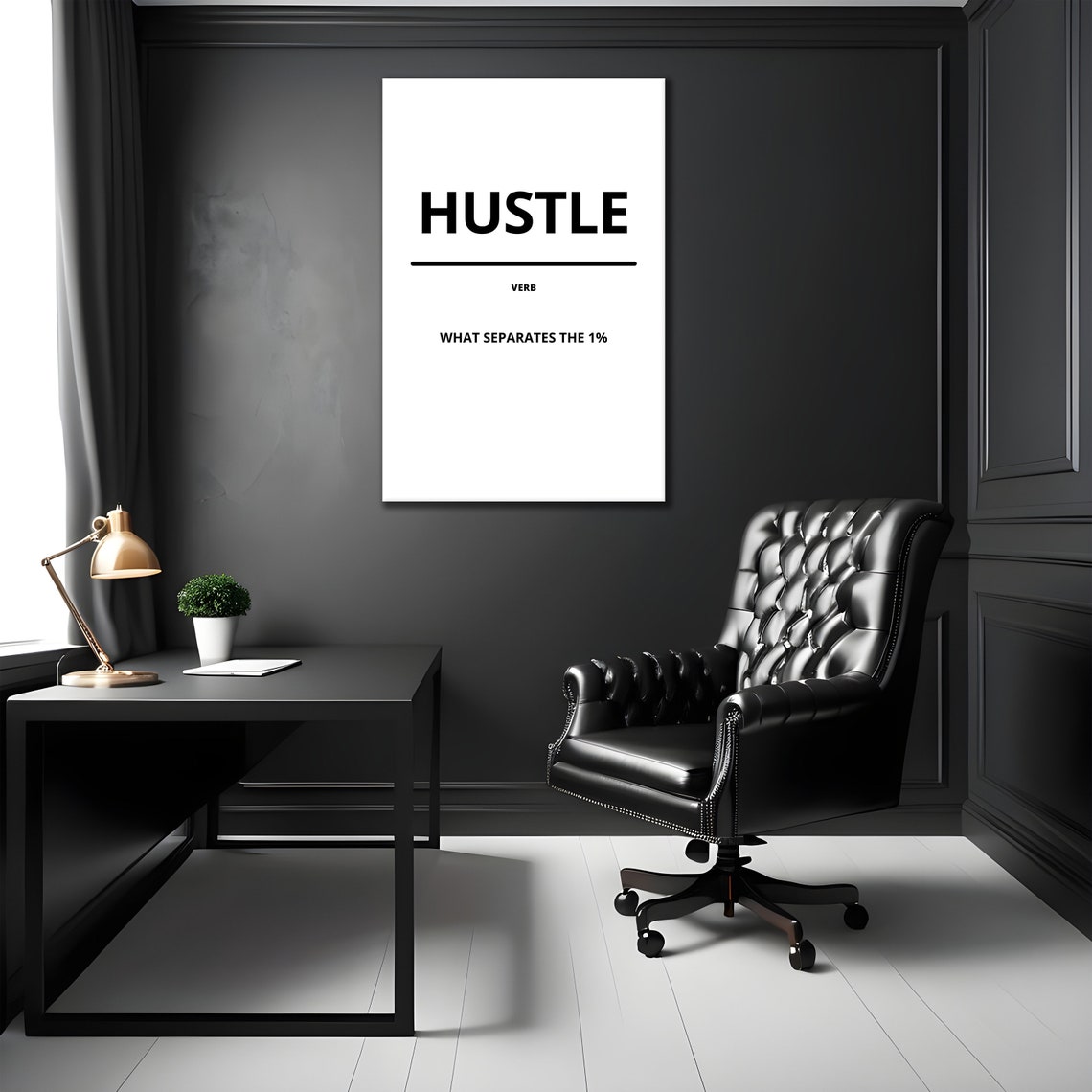 Hustle Definition Bold Black White Motivational Entrepreneur Poster - Image 4