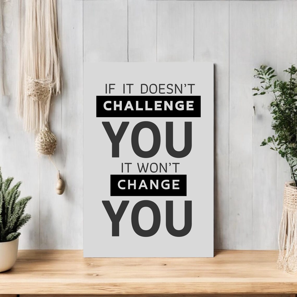 If It Doesnt Challenge You It Wont Change You Minimalist Quote Poster