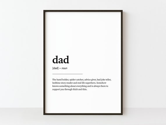 Dad Definition Print Wall Art Funny Quote Gift For Fathers Day Instant