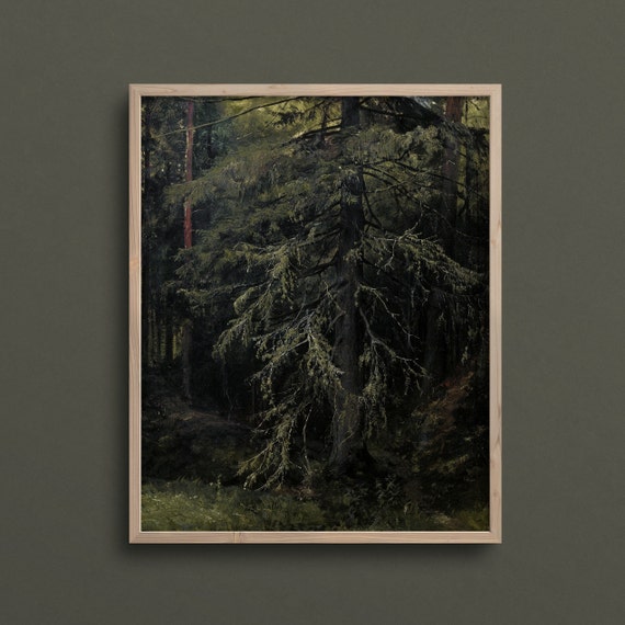 Withering Pine Moody Forest, Dark Forest Art Print