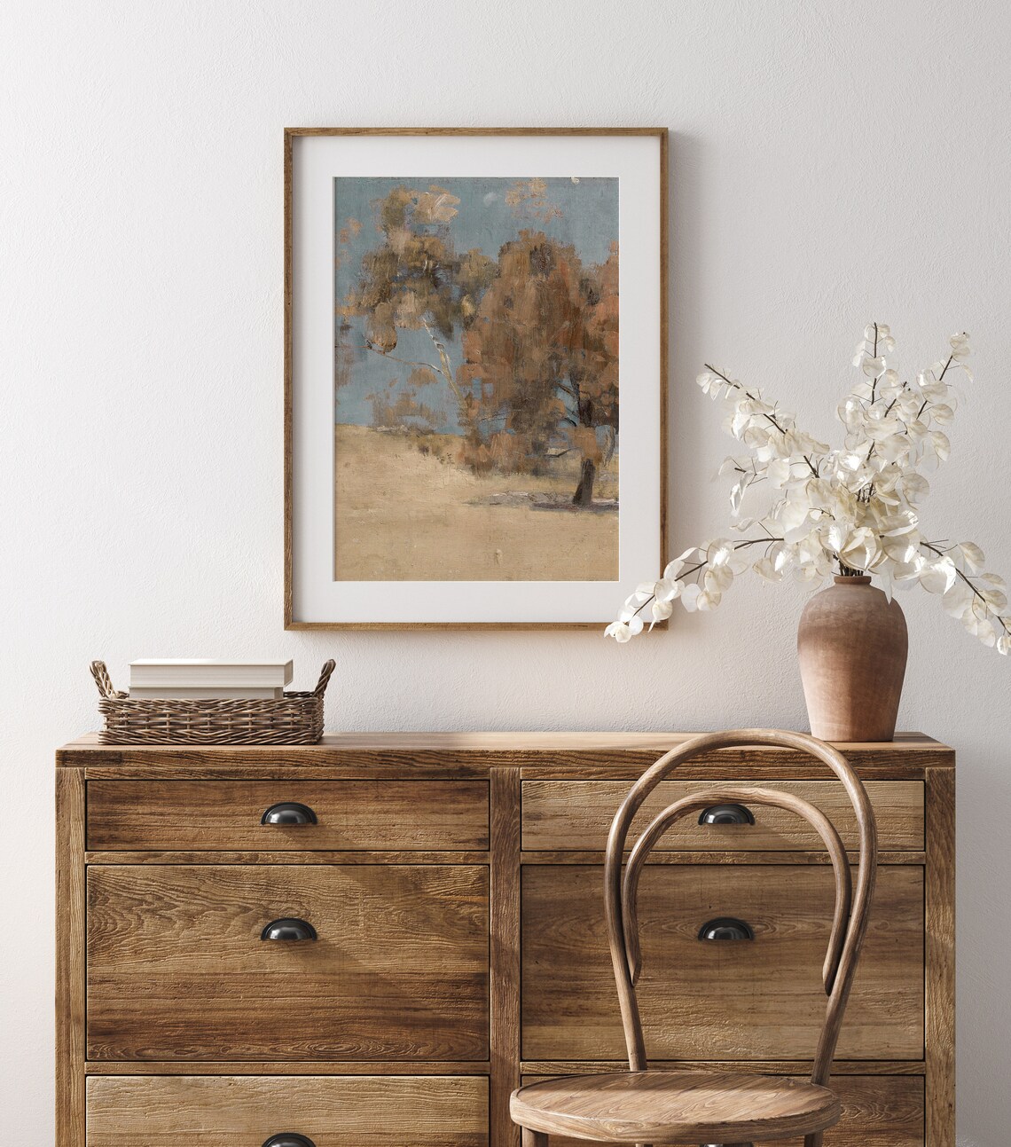 Neutral Autumn Landscape Painting Wall Art Print - Image 3
