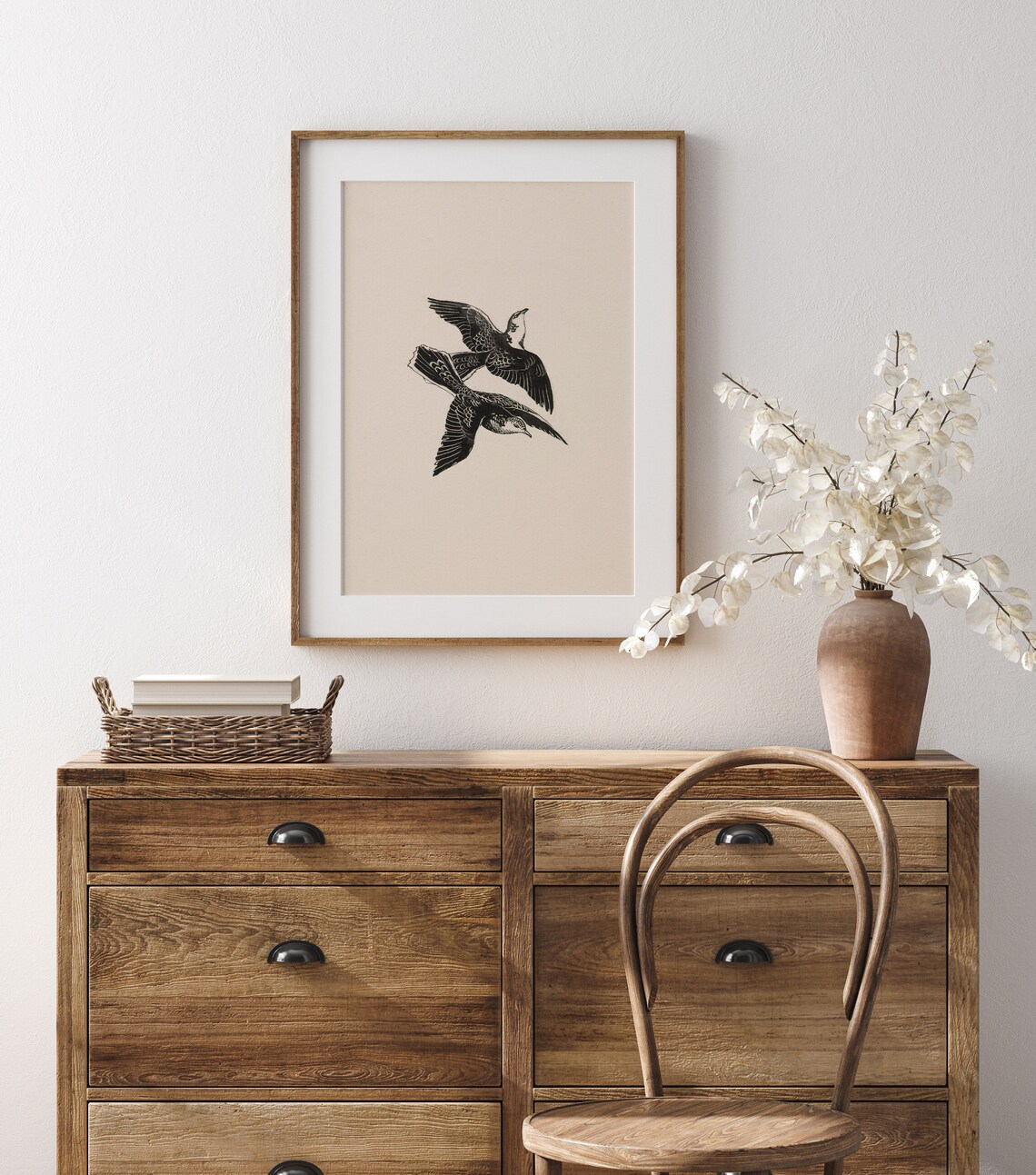 Sparrow Flight Vintage Black Bird Wall Art Print - Image 3