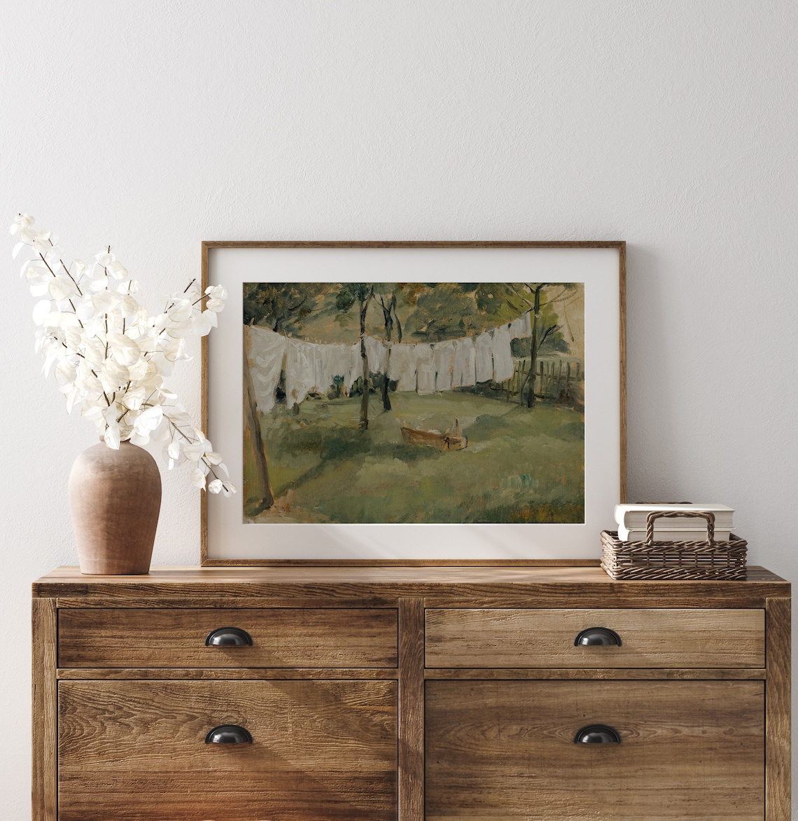 Laundry Day Vintage French Country Landscape Art Print - Image 3