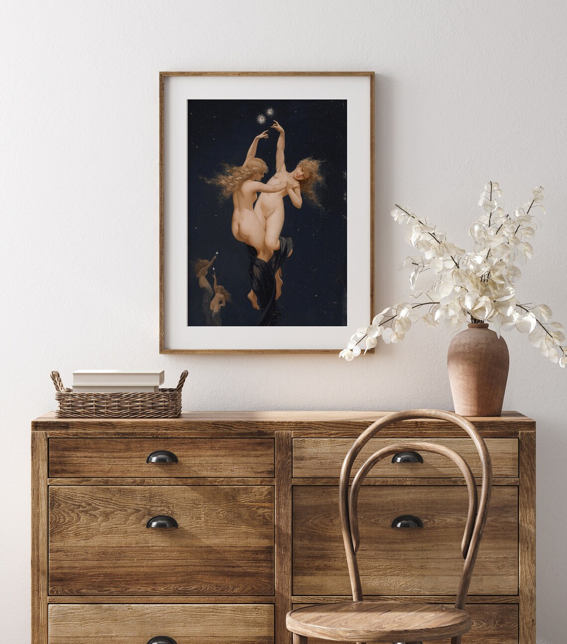 Twin Stars Nymphs Night Sky Mythology Painting Dark Academia Wall Art - Image 2