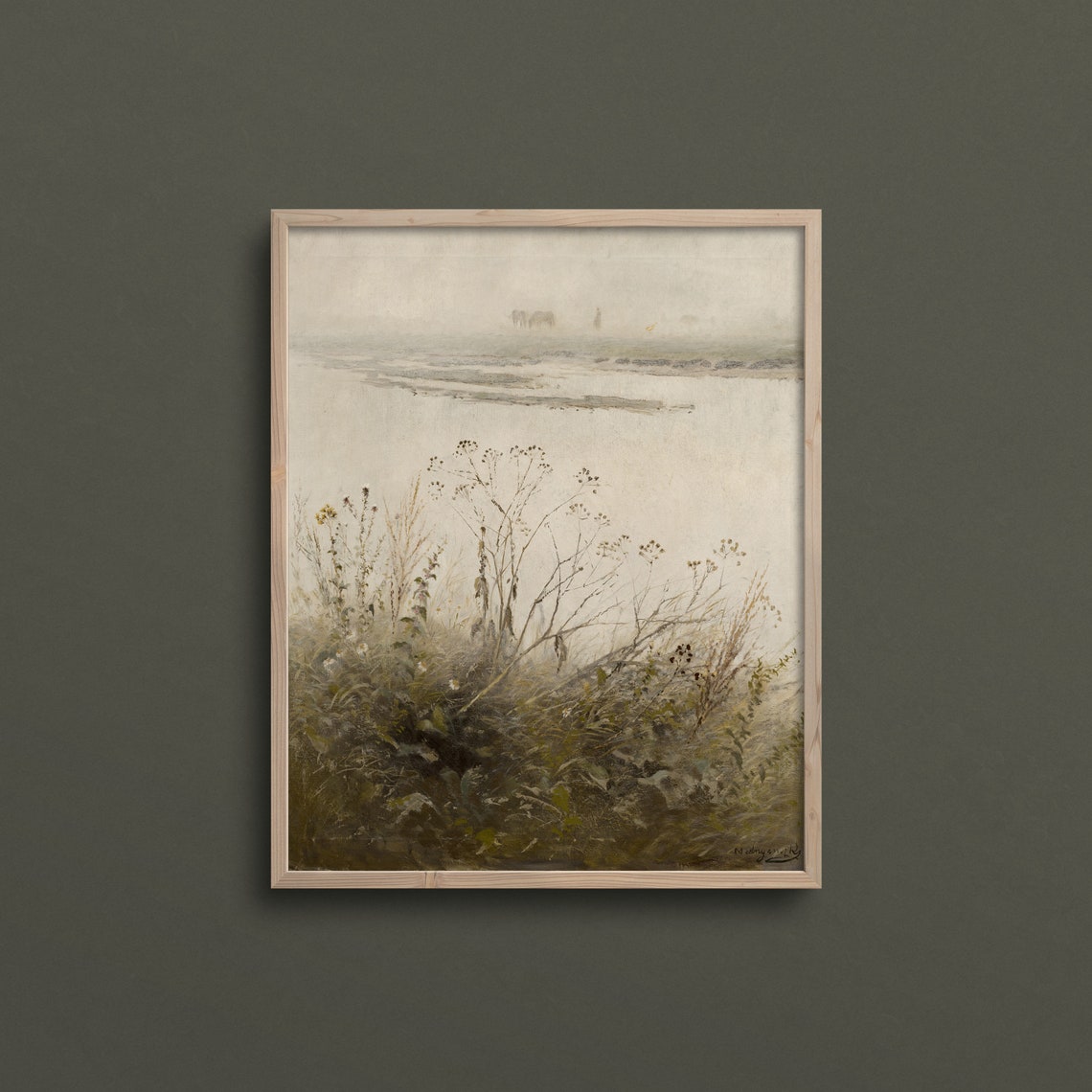 Lakeside Blooms French Country Wall Art Countryside Landscape Oil Painting Vintage Landscape Painting L228 - Image 3