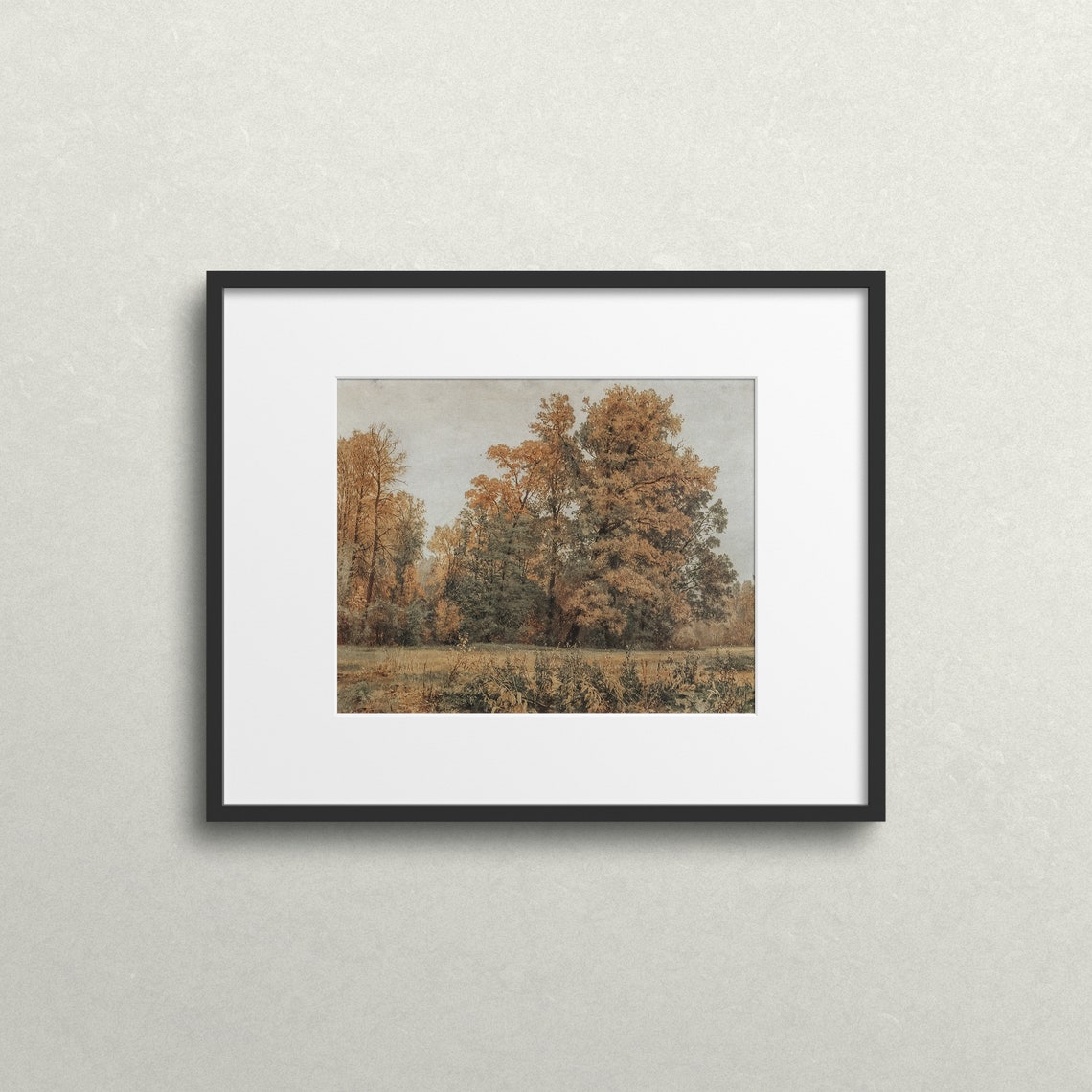 Autumn Trees Golden Canopy Meadow Vintage Fall Forest Art Print - Image 2