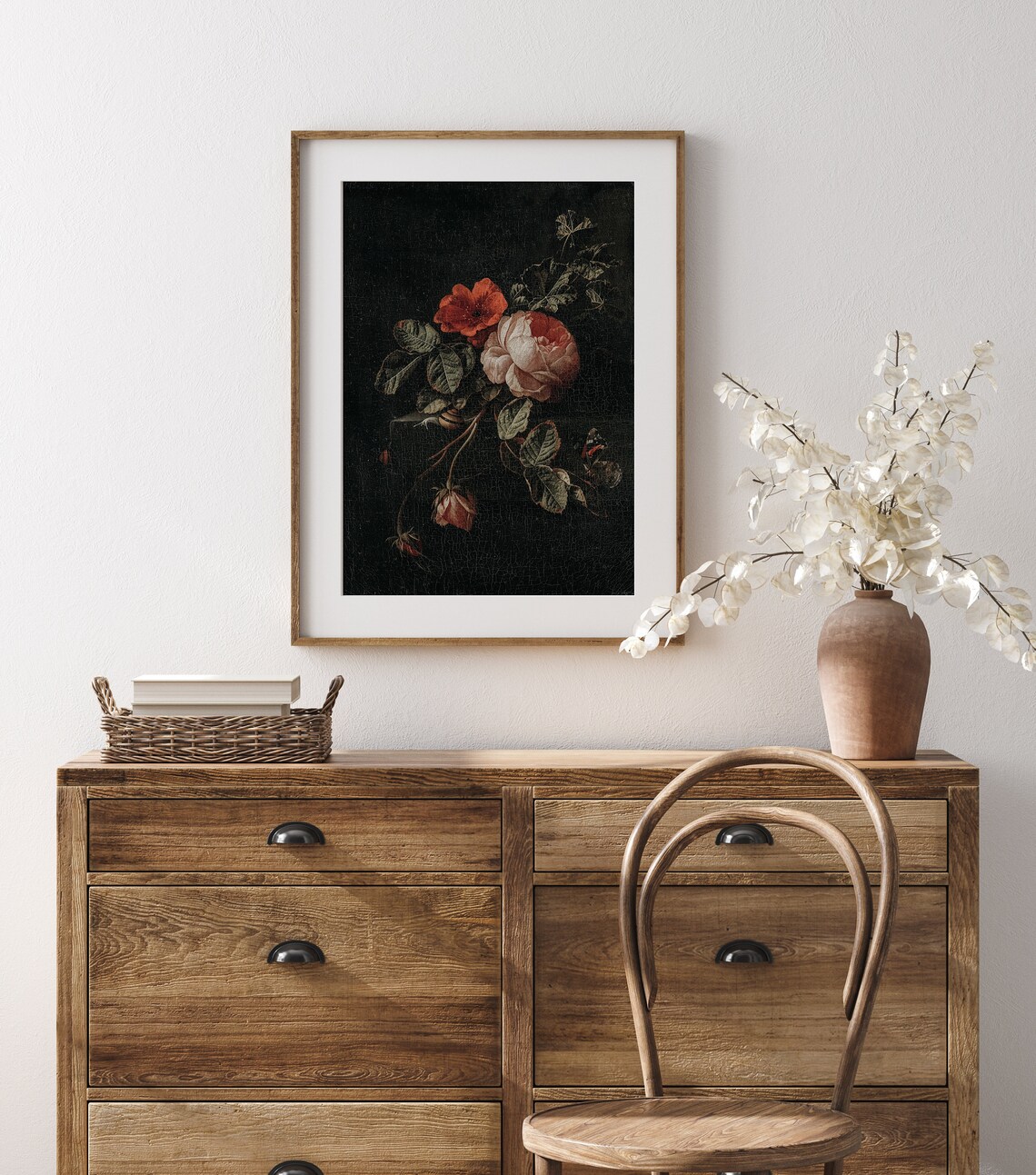 Cracked Roses, Moody Dark Academia Art Poster - Image 3