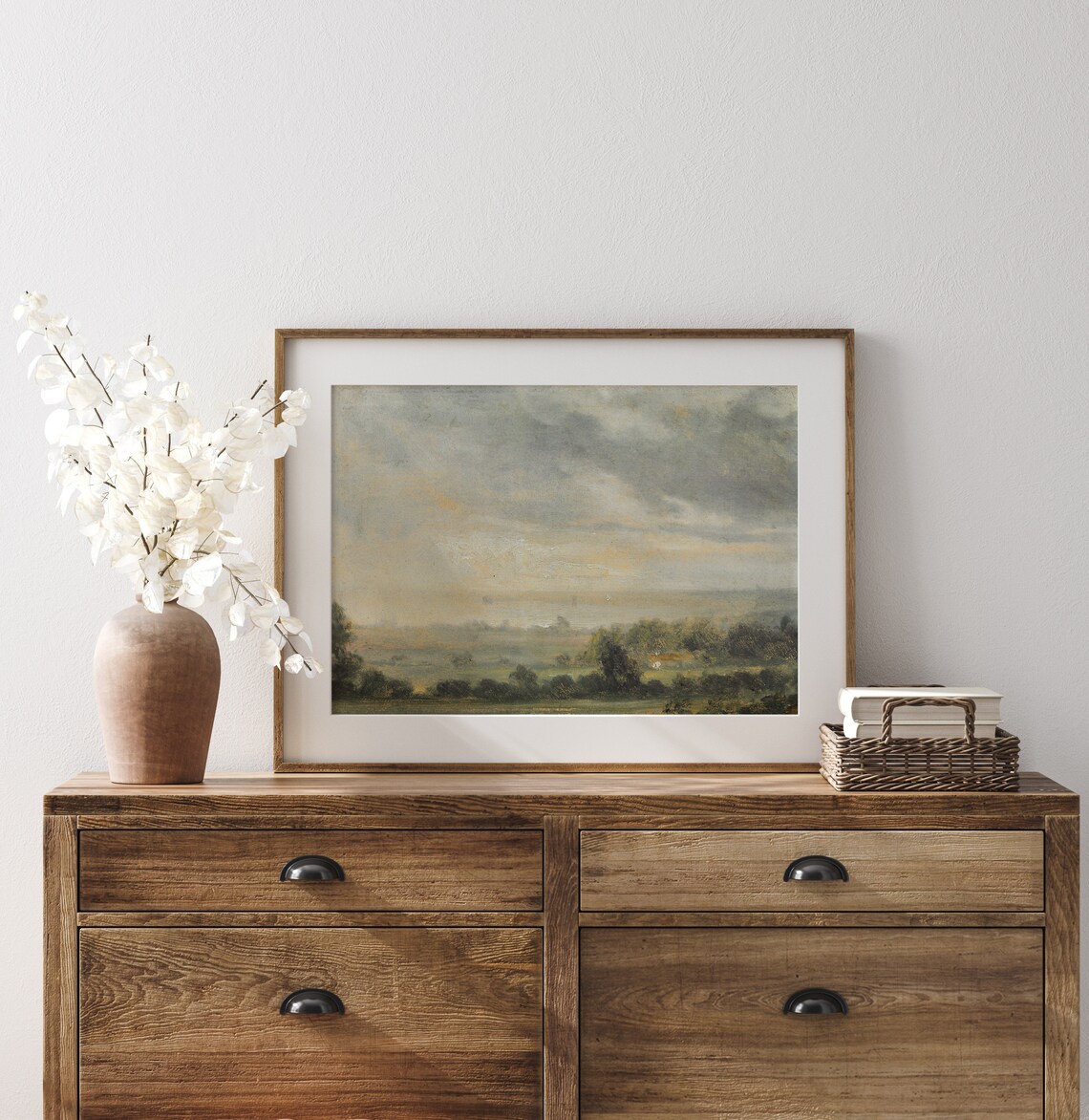 Landscape After Rain French Country Wall Art Moody Countryside Painting Vintage Landscape Oil Painting L15 - Image 3
