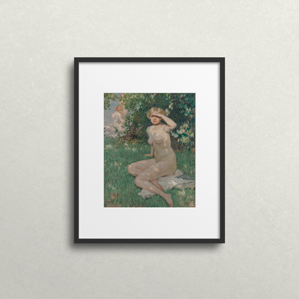 Vintage Nude Figure Art Print, Lake Day Study - Image 2