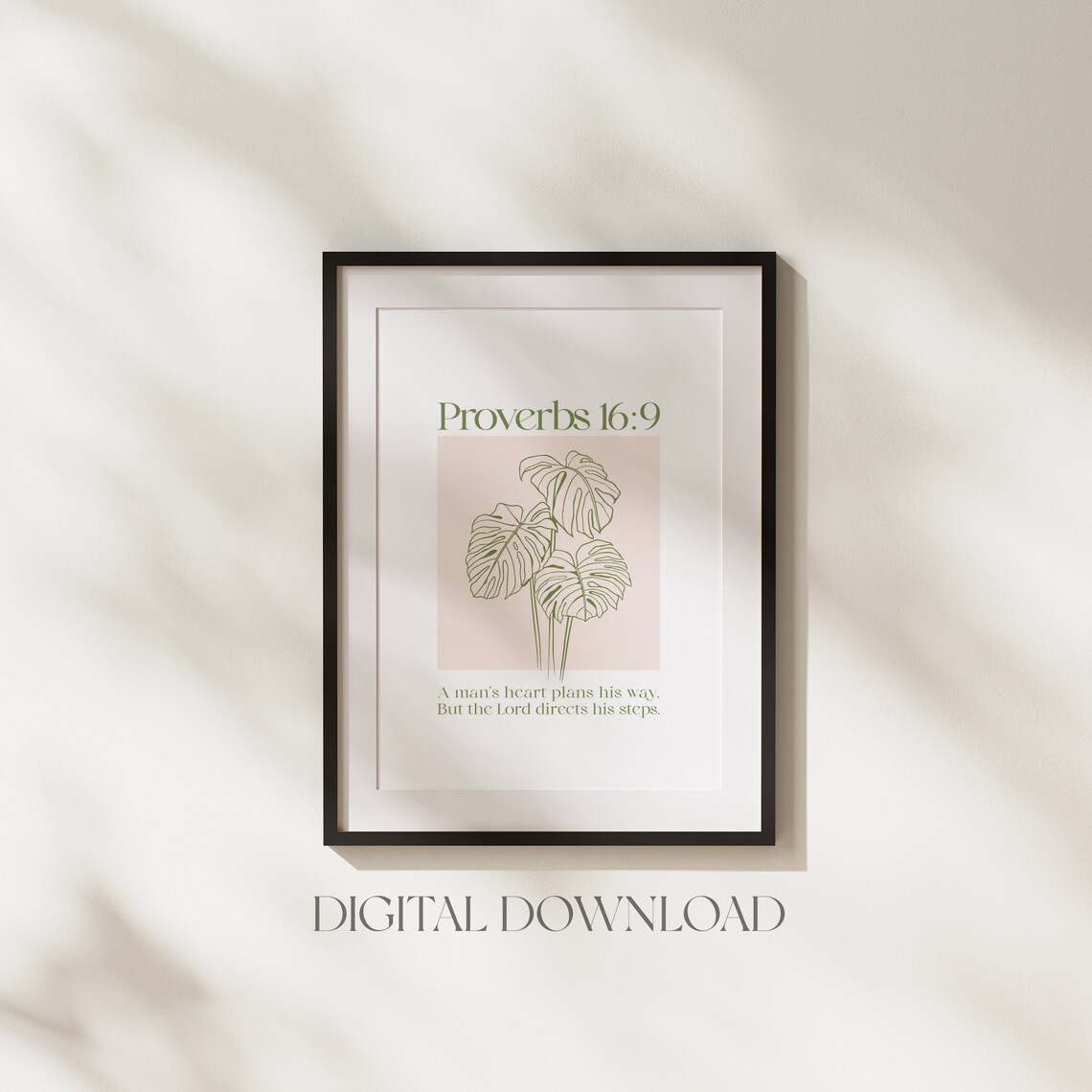 Proverbs 16:9 A Mans Heart Plans His Way Monstera Botanical Scripture Poster - Image 4