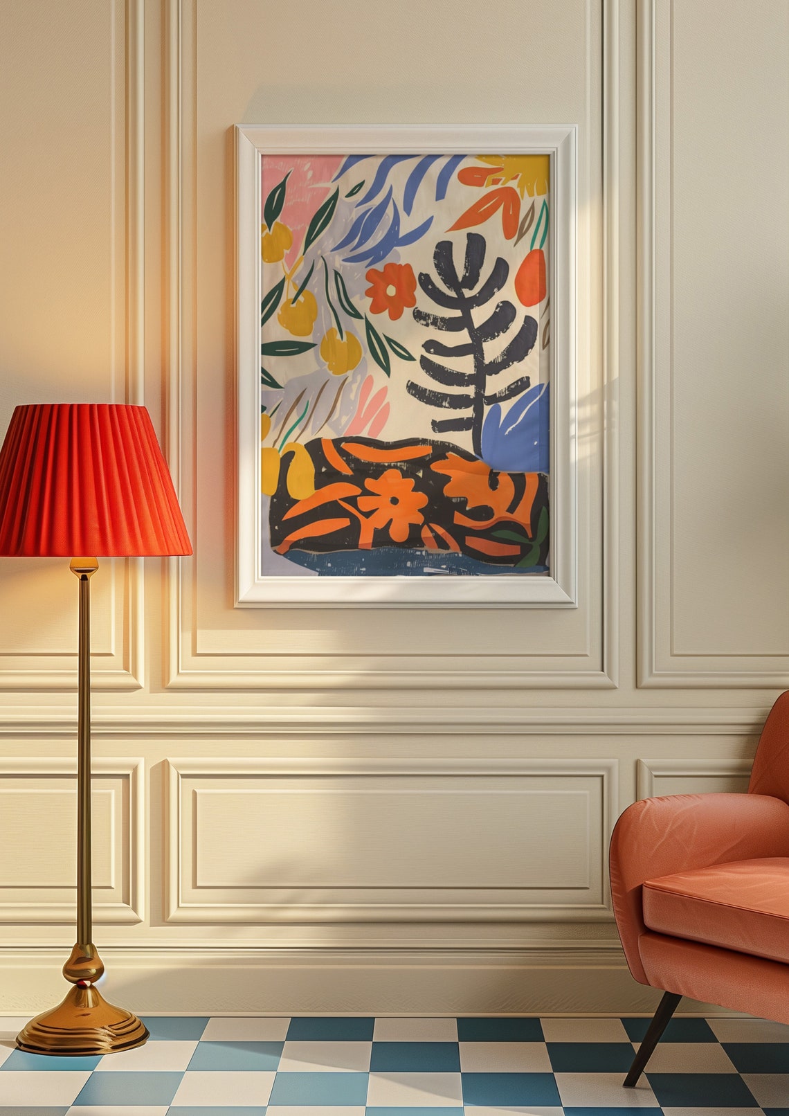 Bold Abstract Botanical Floral Leaves in Bright Fauvist Poster - Image 9