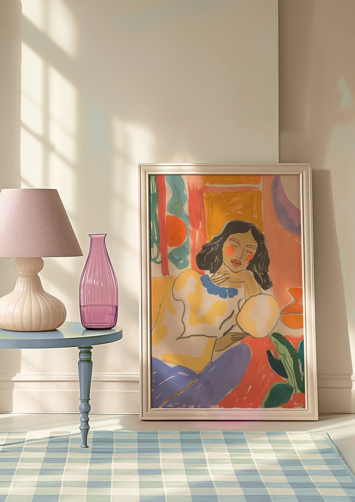 Fauvist Woman Portrait Resting Chin On Hand Colorful Art Print - Image 9