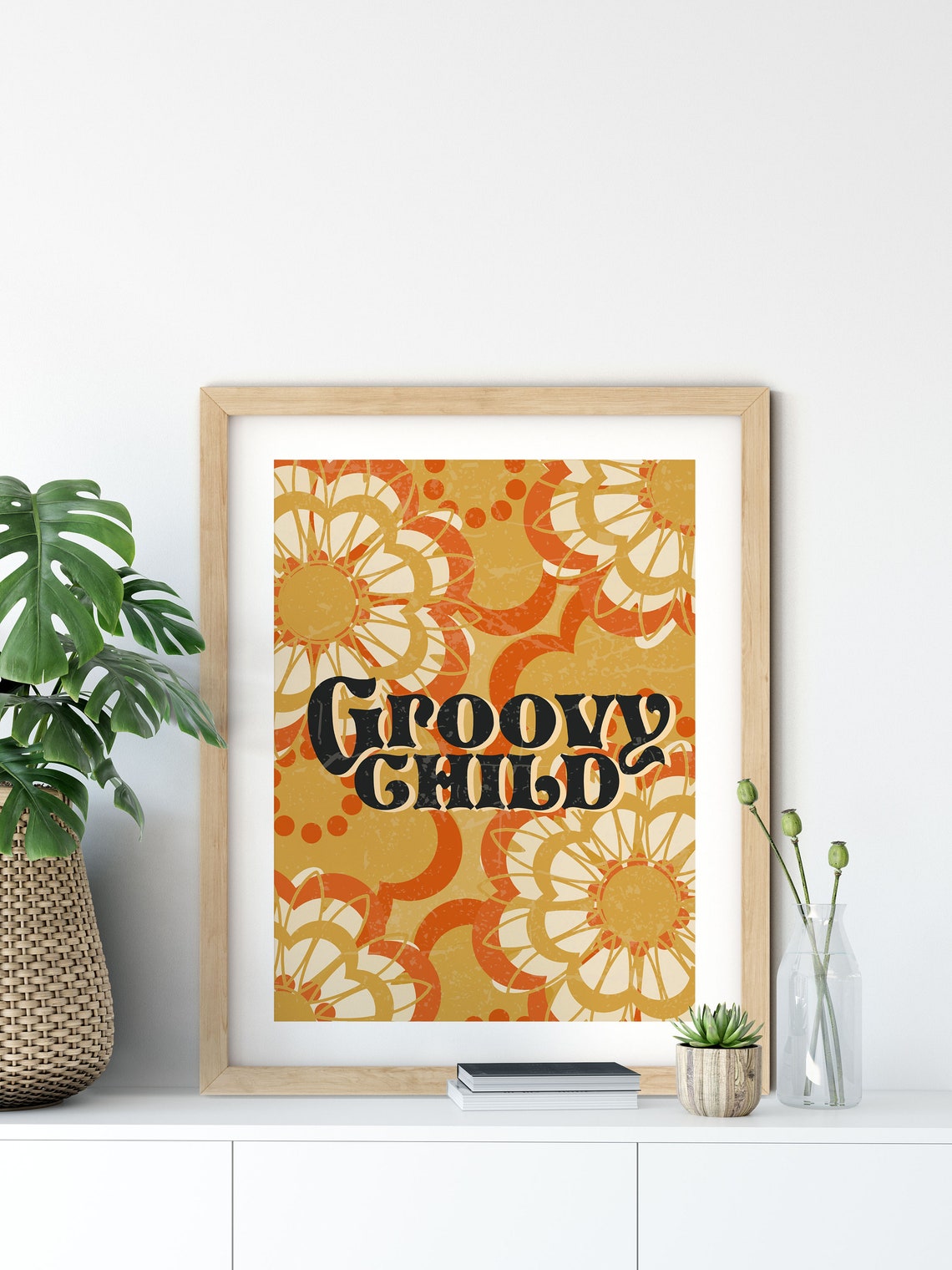 Groovy Child Mustard Brown Floral 70s Bohemian Retro Art Poster - Image 7