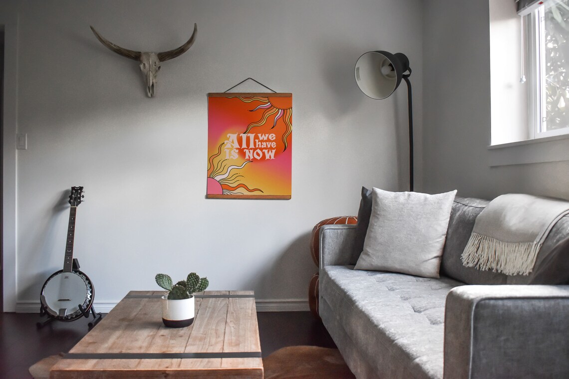 All We Have Is Now Sunshine Quote Poster With Retro Wavy Sunrays - Image 2