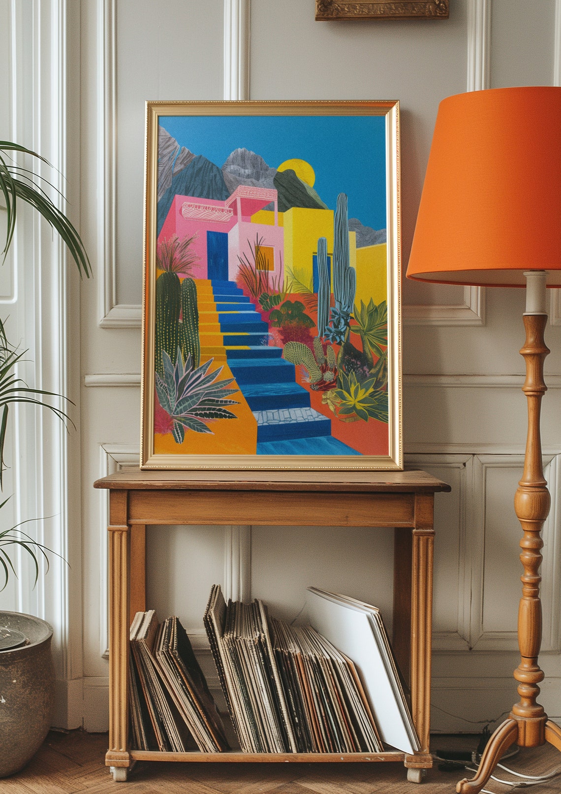 Colorful Desert Adobe House With Cacti Southwest Boho Landscape Poster - Image 2