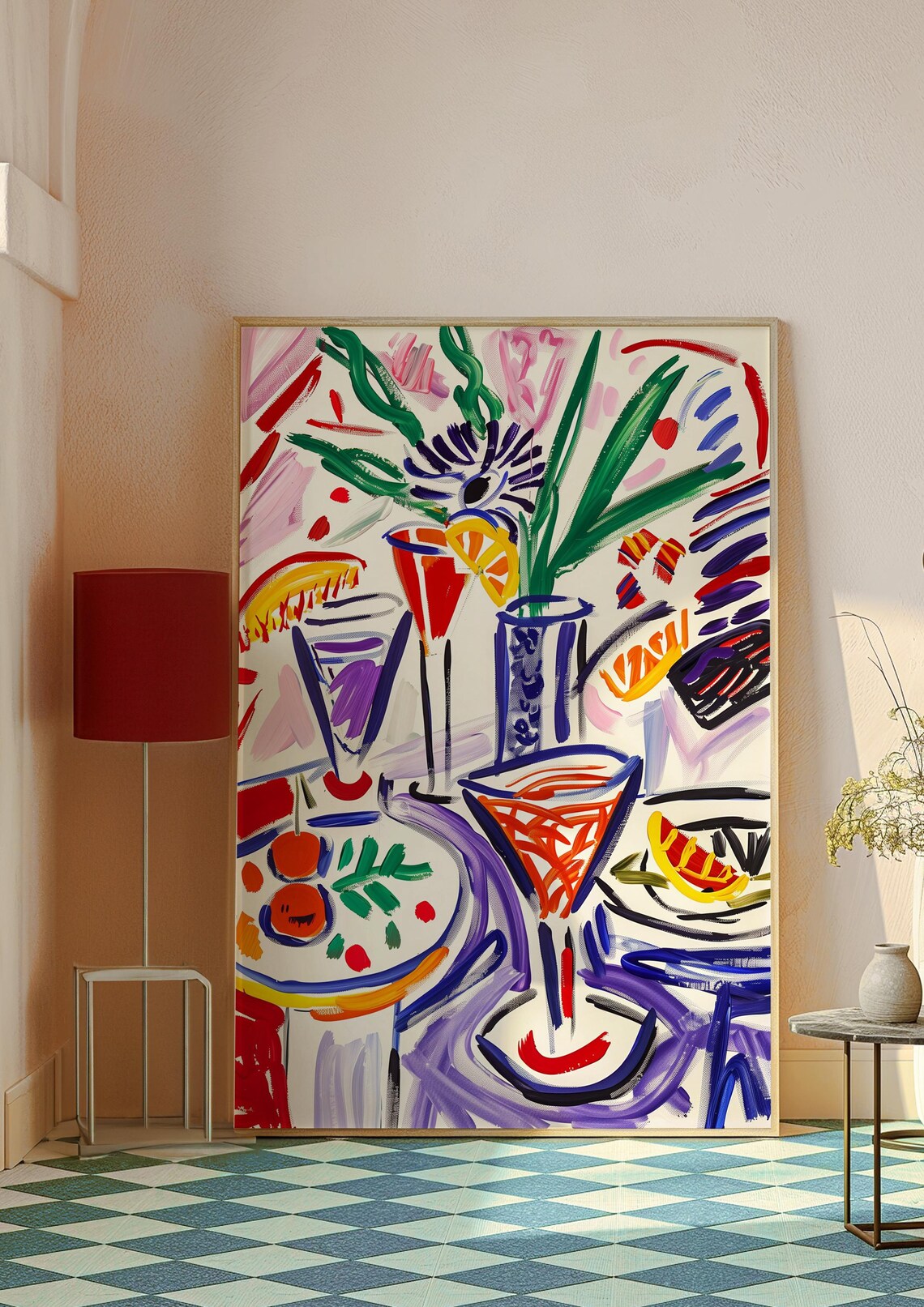 Colorful Cocktail Still Life Martini Glasses Fauvist Bar Art Poster - Image 8