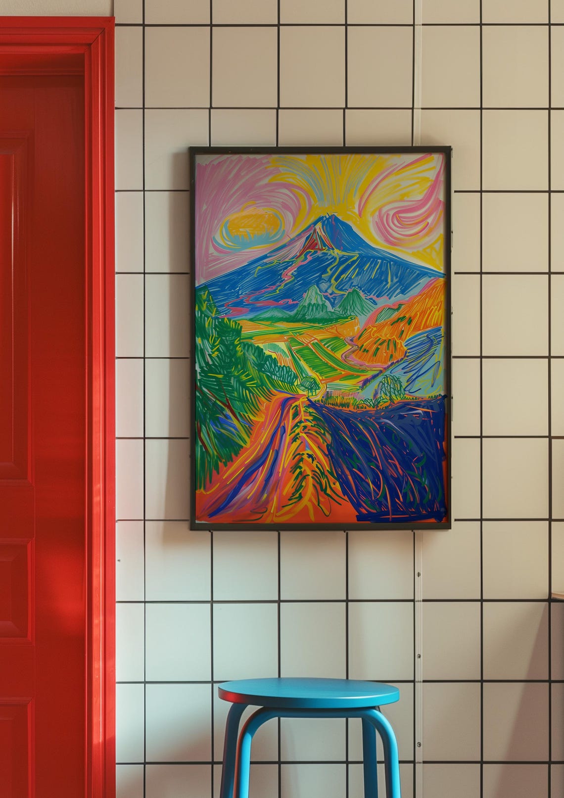 Colorful Mountain Landscape Art Print Modern Wall Decor Vibrant And Fun Home Decor Nature Themed Art Abstract Mountain Painting - Image 3