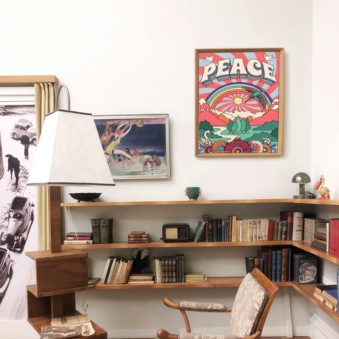 Peace 70s Vintage Poster, Boho Bedroom Wall Art - Image 2